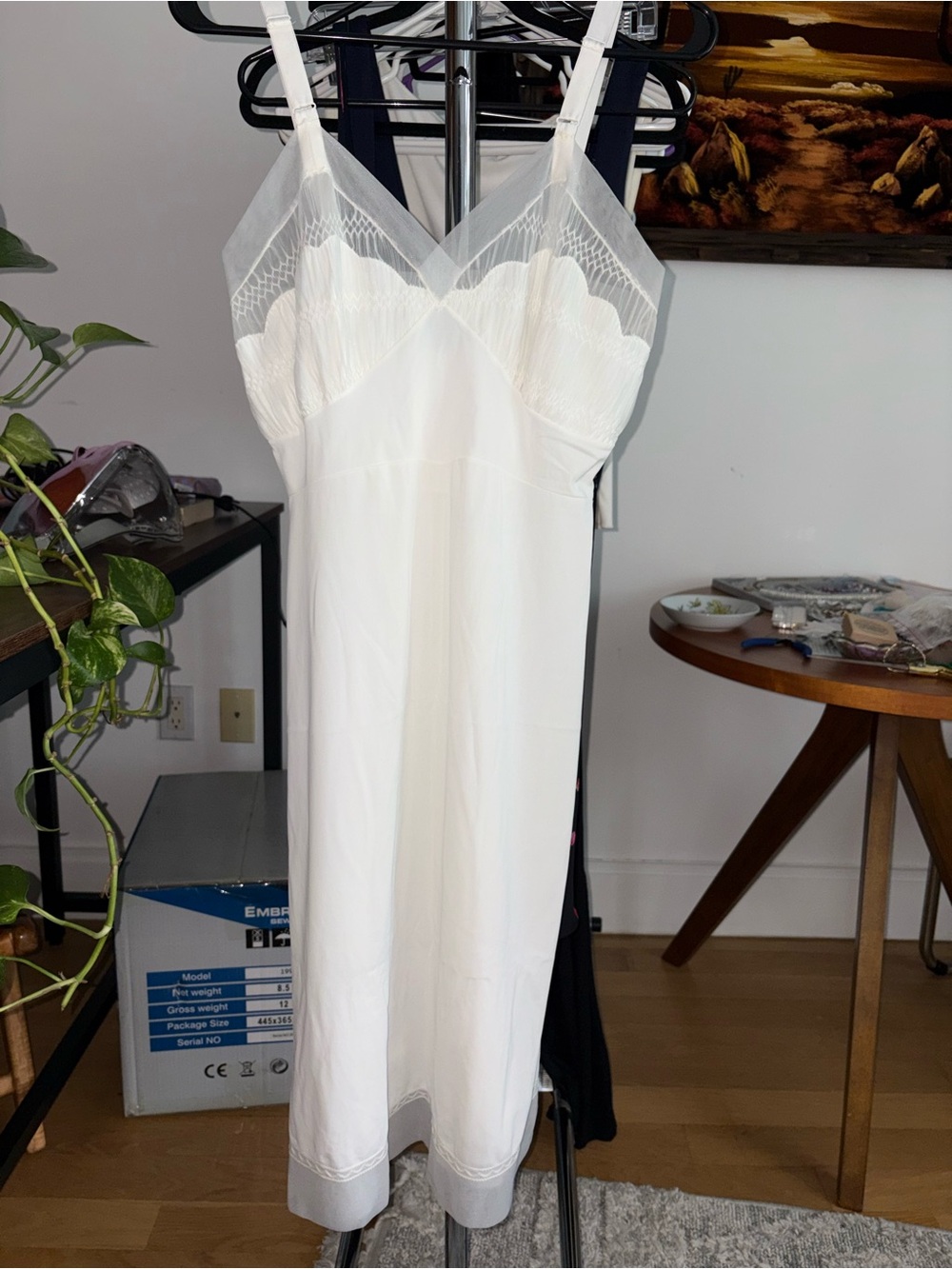 Vintage White Lace-Trim Slip Dress - Women's Intimates